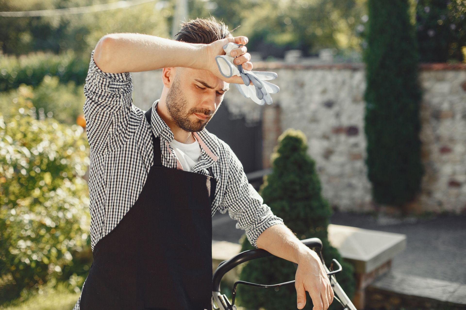 Person catching their breath after physical activity outdoors
