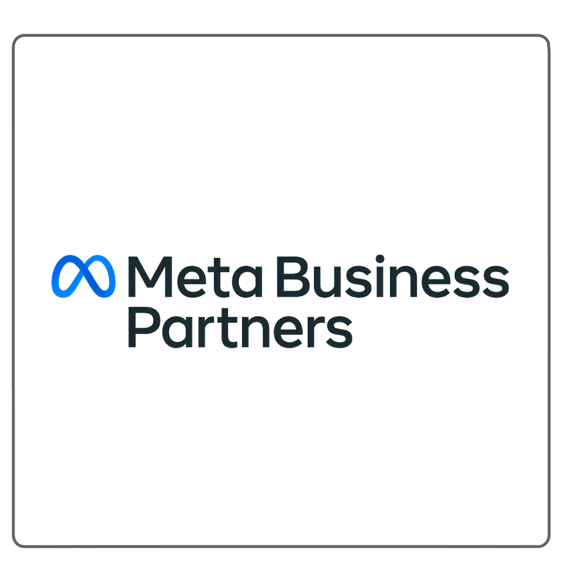 Meta Business Partners logo with blue Meta icon and black text on white background