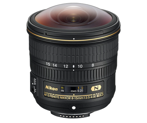 a nikon lens is shown on a white background .