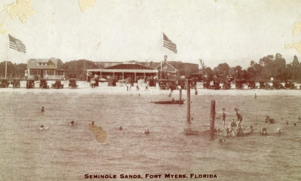 A black and white photo of seminole sands fort myers florida