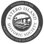 A black and white logo for the estero island historic society