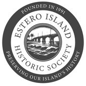 A black and white logo for the estero island historic society