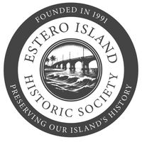 A black and white logo for the estero island historic society