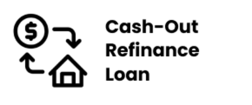 A logo for a cash-out refinance loan with a house and a dollar sign.