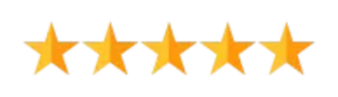 A row of five yellow stars on a white background.