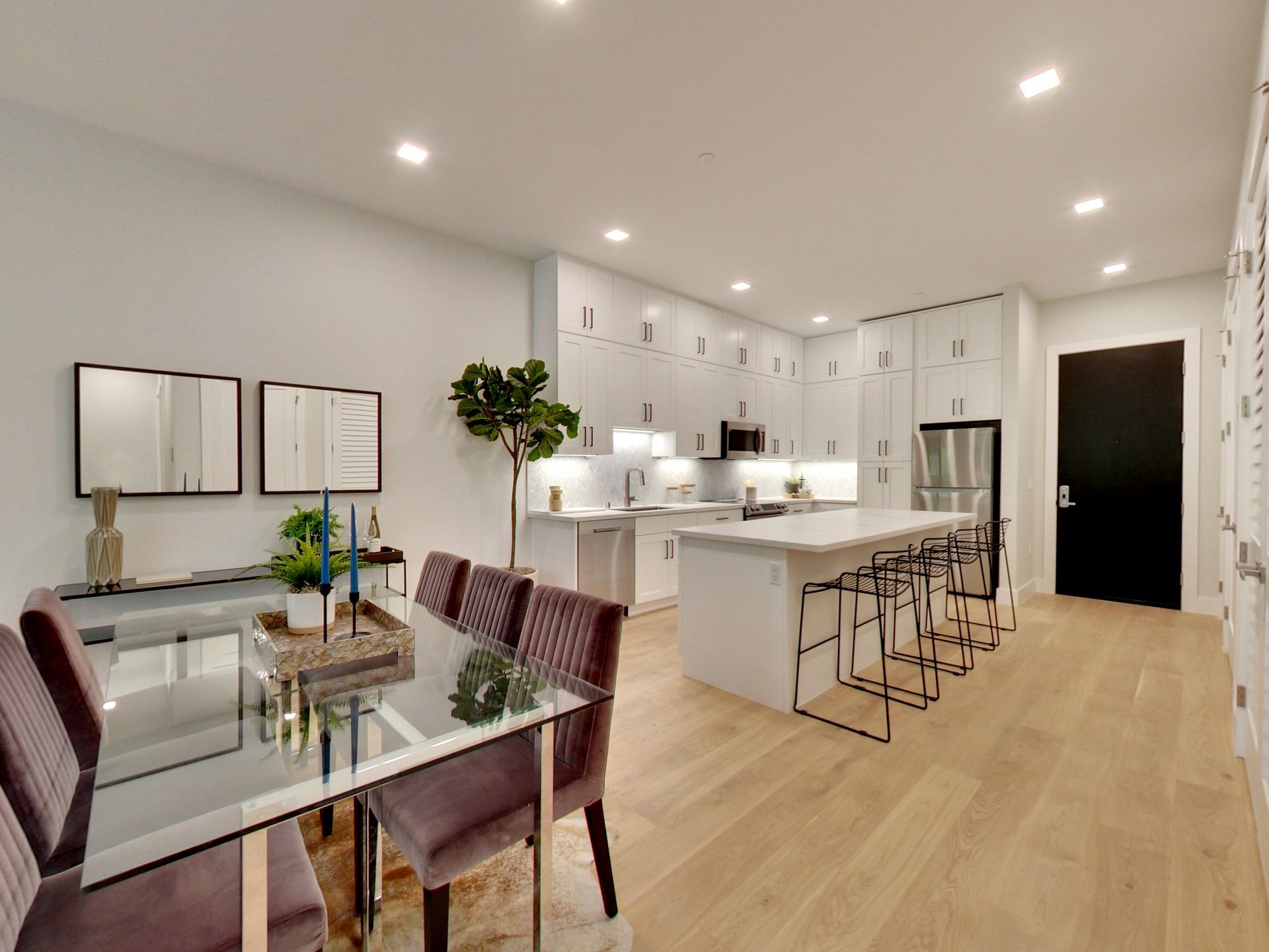 Englander Residences -  Furnished Living Room with dining room and kitchen