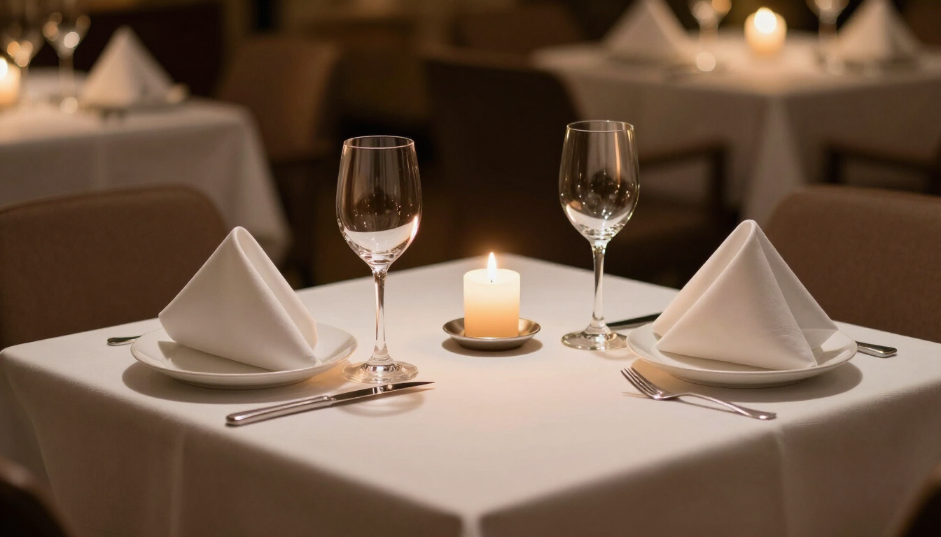 Romantic dinner table for two