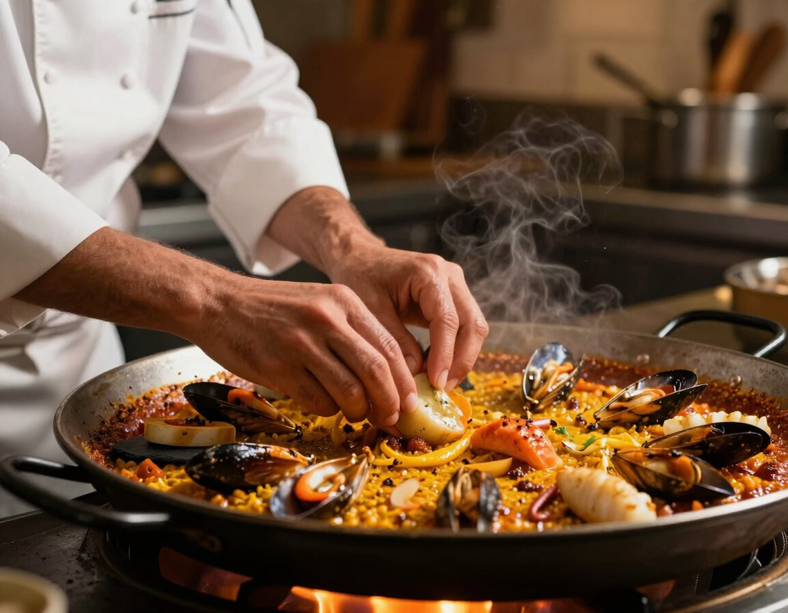 Chef at work in the Trattoria Bella Vita kitchen