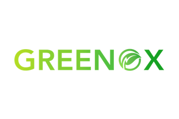Das Greenox-Logo ist grün und weiß auf weißem Hintergrund.