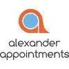 Logo for Alexander Appointments featuring an orange stylized letter 'a' with a light blue circle inside.