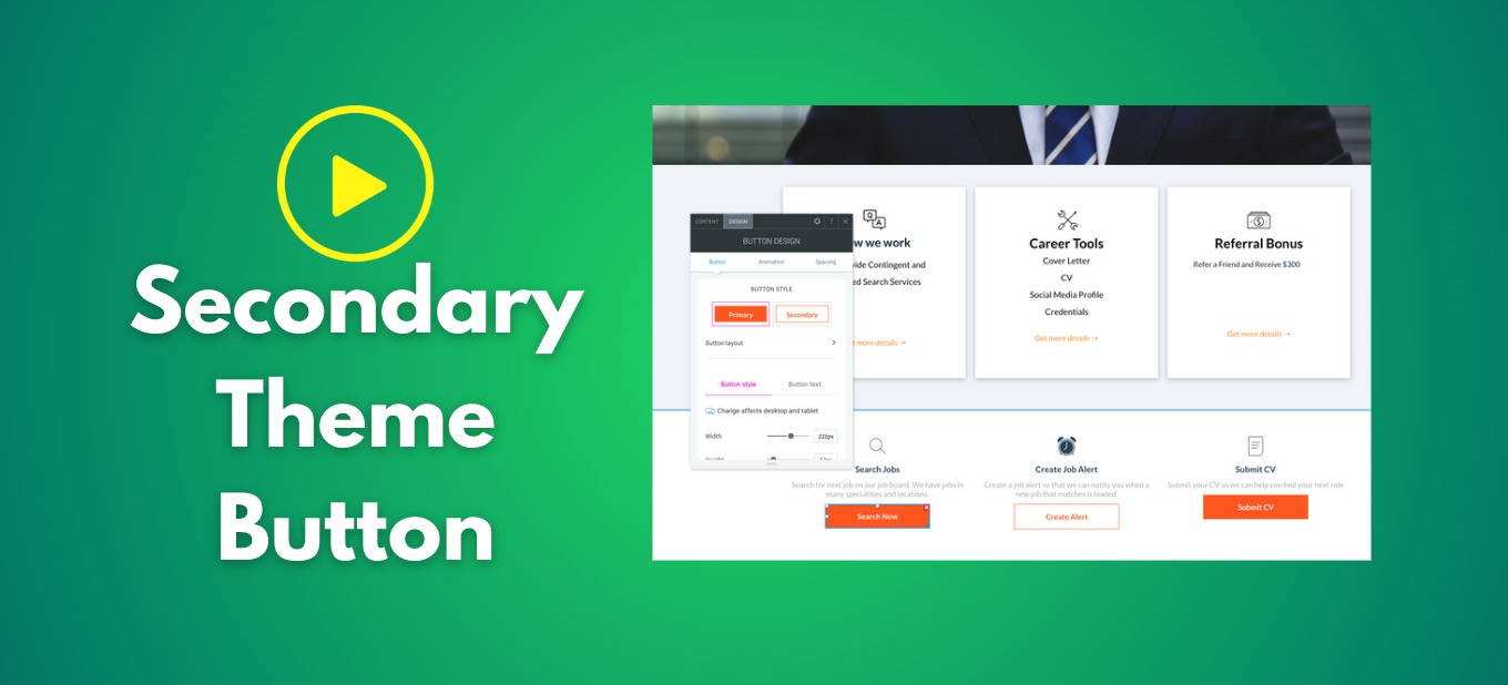 A green background with a play icon and the text 