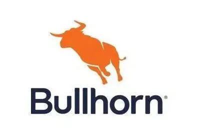 Orange silhouette of a bull leaping above the word 