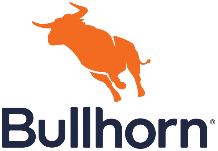 The Bullhorn company logo featuring a stylized orange bull leaping above the dark blue text