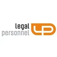 Logo for Legal Personnel featuring the brand name in black and grey text next to an orange icon with stylized letters LP.