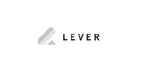 The Lever company logo, featuring a geometric, gray upward-pointing arrow icon next to the brand name in black text.
