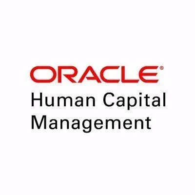 Oracle Human Capital Management logo. Red 
