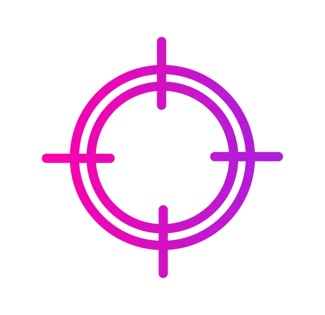 A dual-ring crosshair target icon with a pink and purple color gradient.