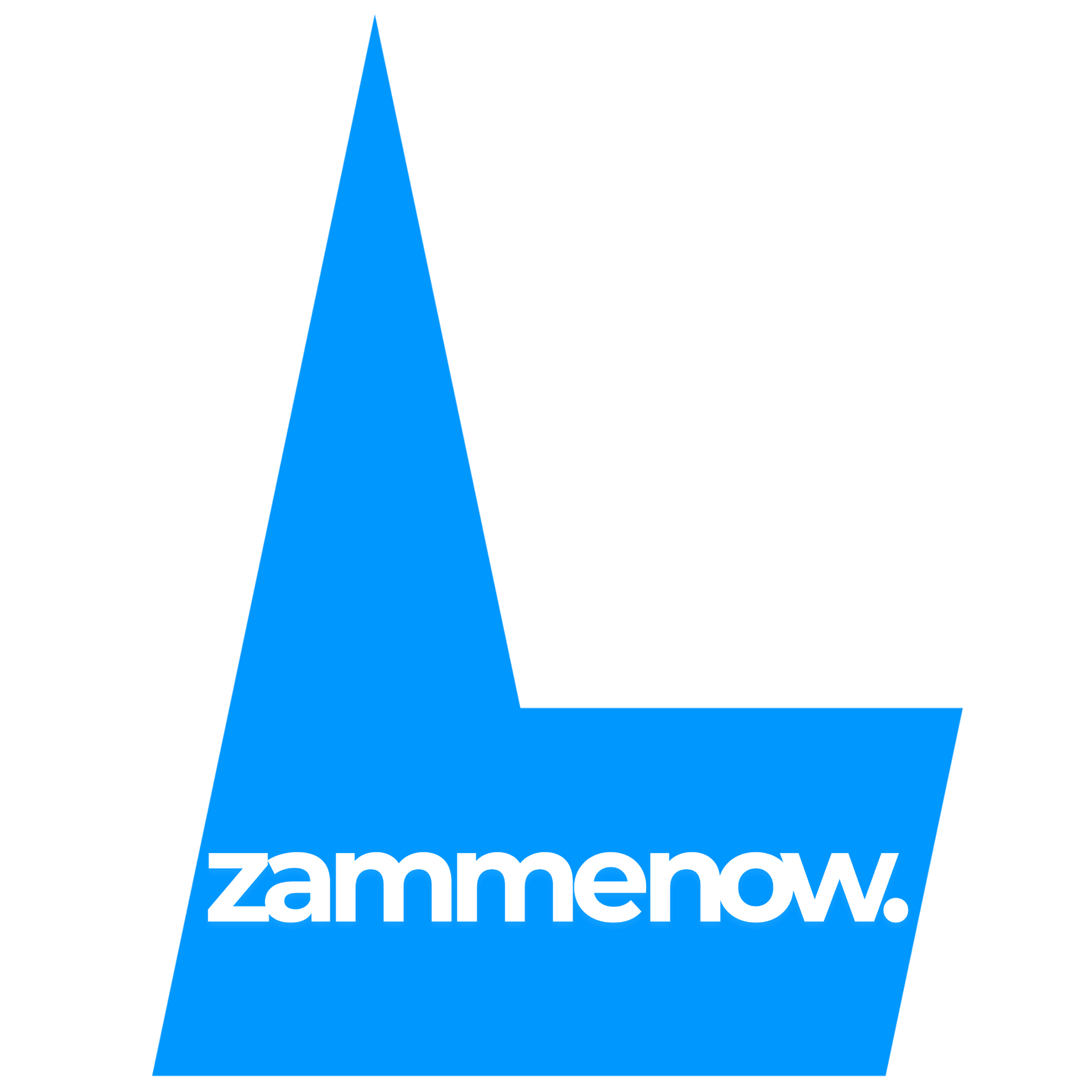 A white cockatoo stands in front of two overlapping magenta triangular shapes.