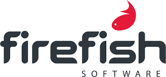 The Firefish Software logo, featuring dark grey text with a stylized red fish icon above the letter 'i'.