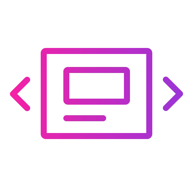 A purple to pink gradient icon showing a rectangular frame with a smaller rectangle inside and navigation arrows on sides.
