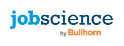 The Jobscience logo, with “jobscience” in blue text and “by Bullhorn” in orange text below it.