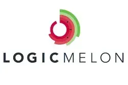 Logo for LogicMelon featuring a stylized watermelon slice in red and green, with the text 