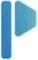 A light blue abstract icon consisting of a thin vertical rectangle next to a trapezoid pointing right.