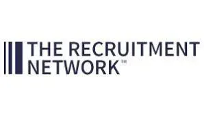 The Recruitment Network logo: blue bars and text on white; 