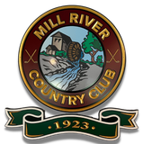 A logo for the mill river country club from 1923