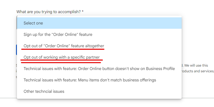 Dropdown menu with