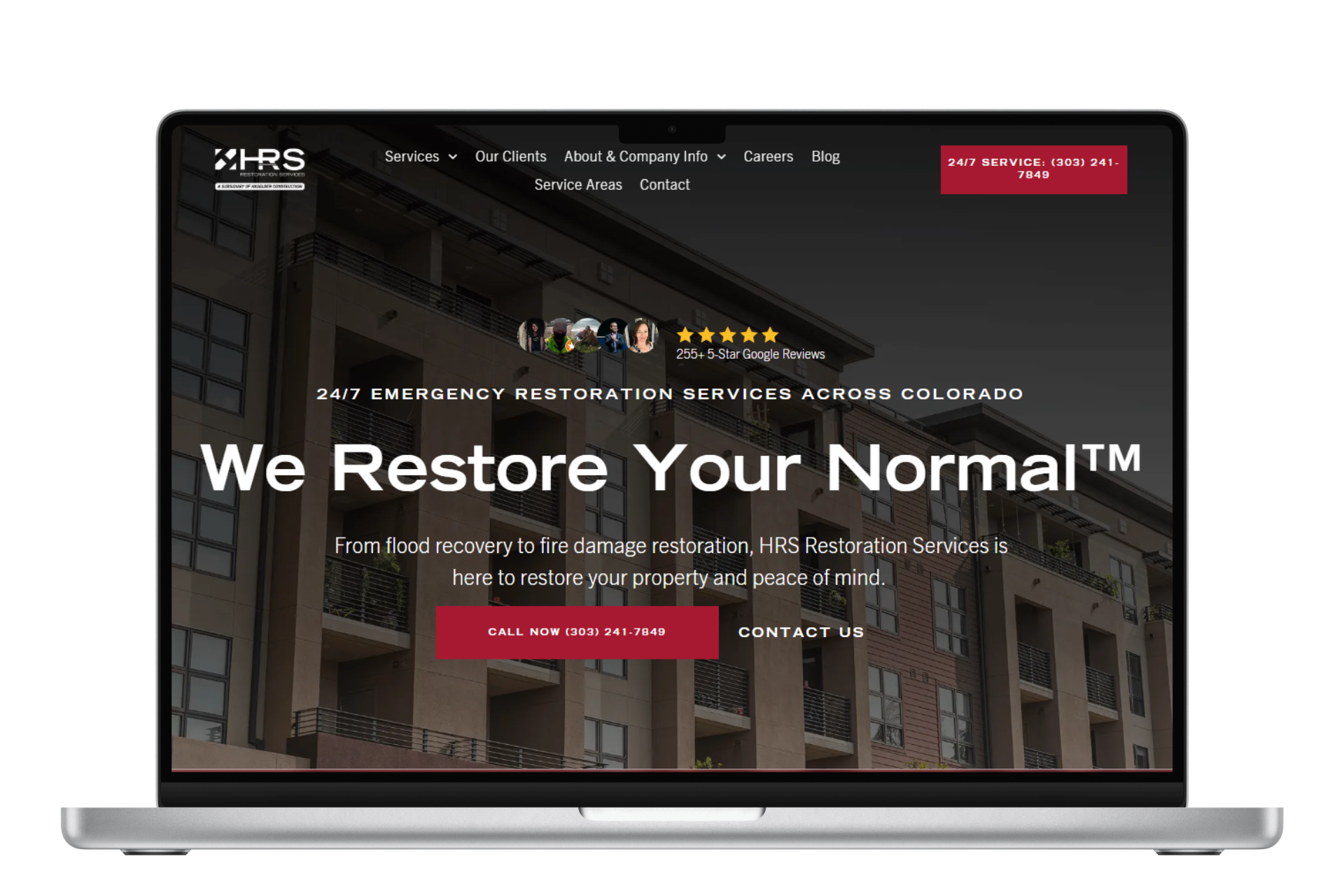 Laptop showing a website with the text