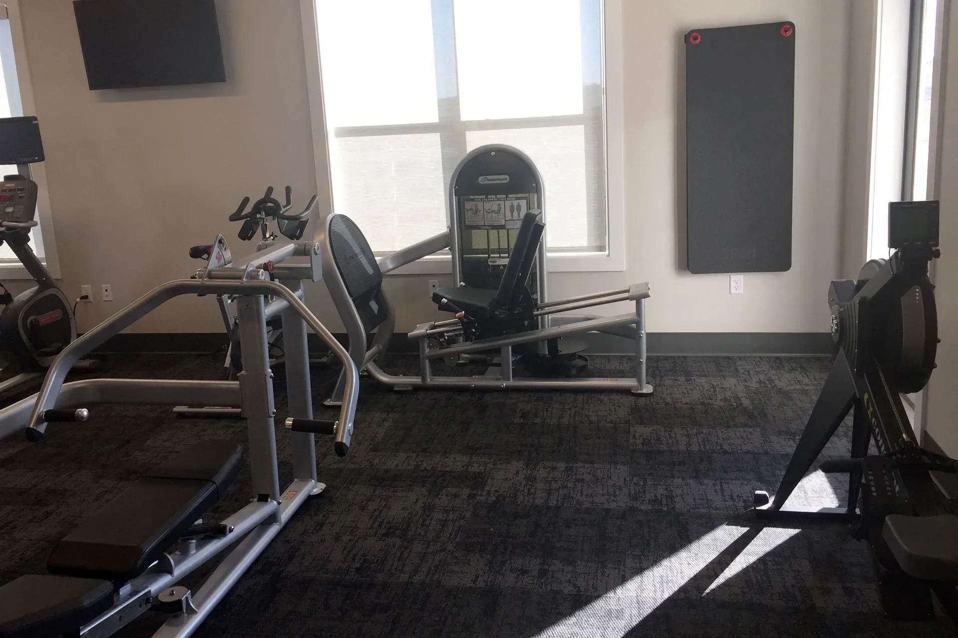 Gym with various cardio and weight machines