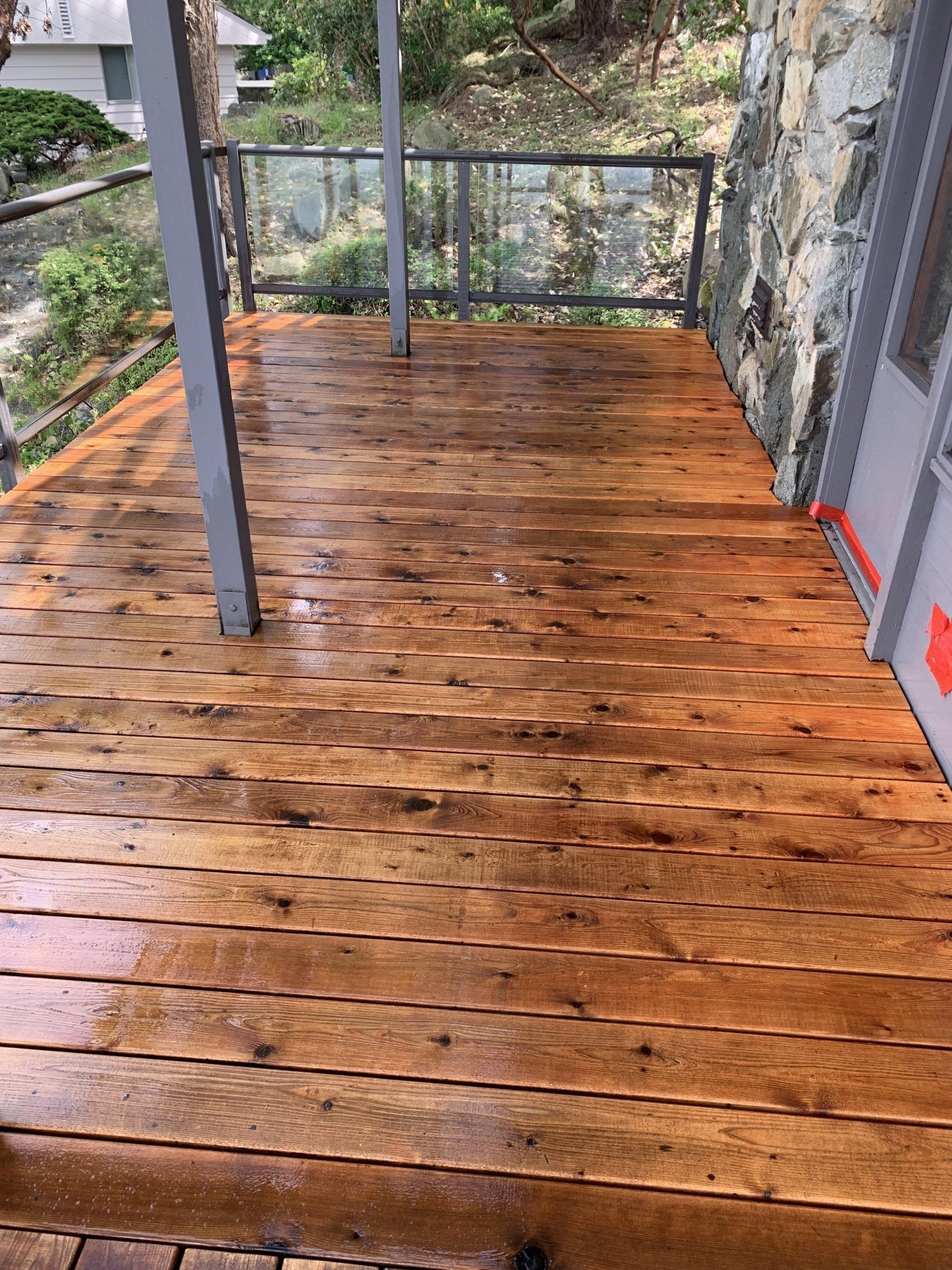 Power washing a house