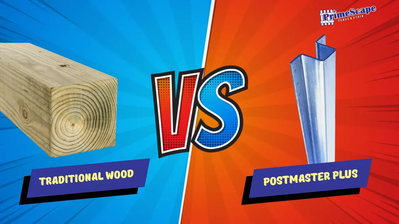 Traditional wood vs Postmates Plus on a blue-and-orange split background.