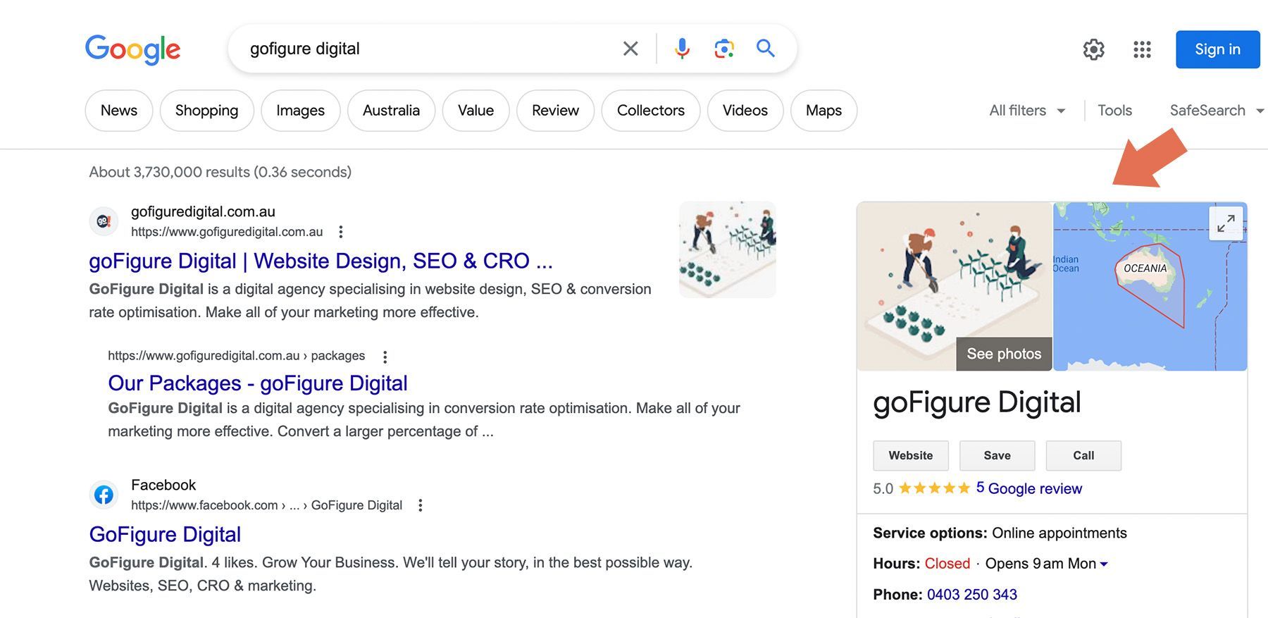 Google Search Listing