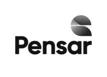 A black and white logo for a company called pensar