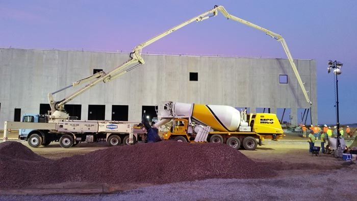 Pour concrete into a building