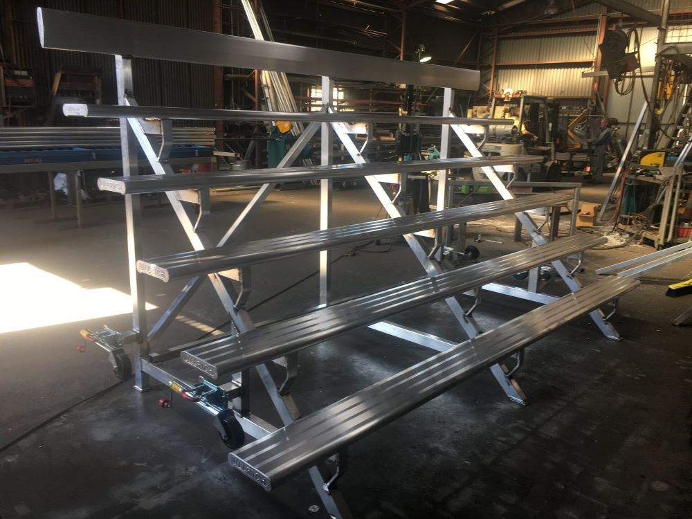 A Metal Bleacher is Being Built in a Factory — AKS Welding & Fabrication in Winnellie, NT