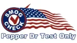 Smog Check logo with U.S. flag and text “Pepper Dr Test Only”