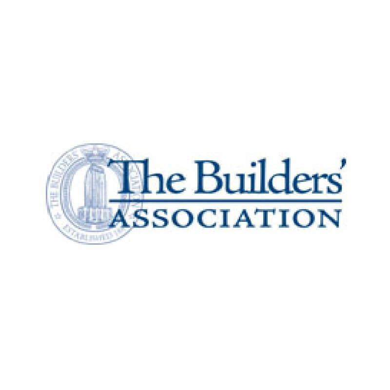 The logo for the builders association is blue and white.