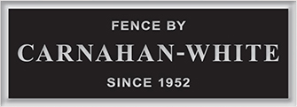 Best Fencing Installation | Springfield, Ozark, Branson MO A black sign that says fence by carnahan-white since 1952