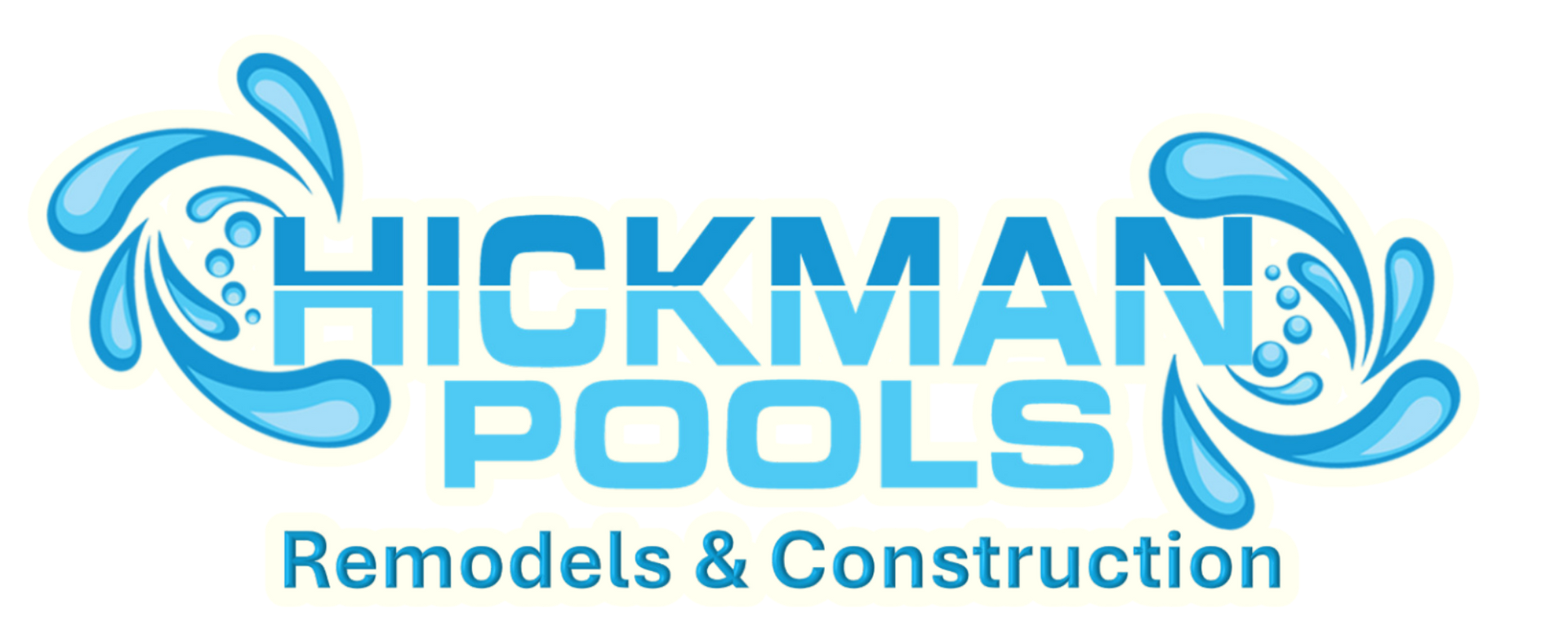 Hickman Pools Remodels & Construction logo in blue with wave graphics