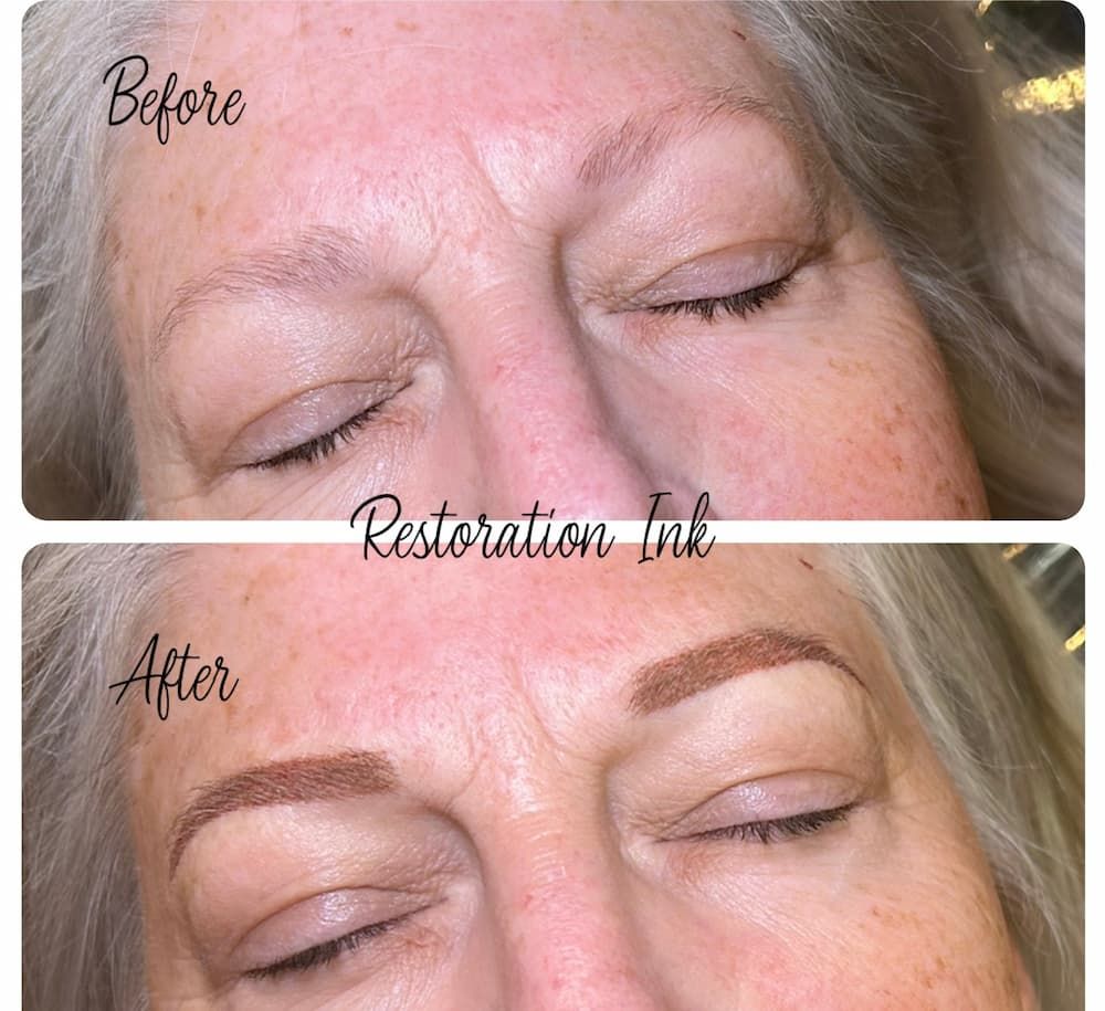 A before-and-after photo of powder brows in Albuquerque