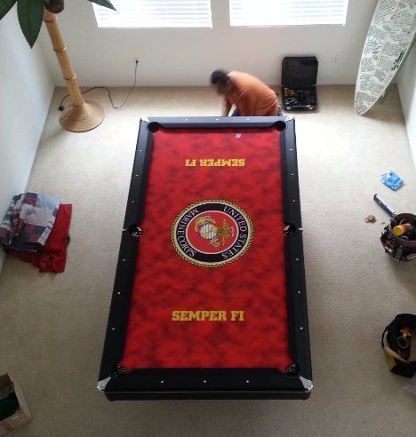 pool table red and black