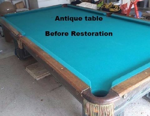 antique pool table blue