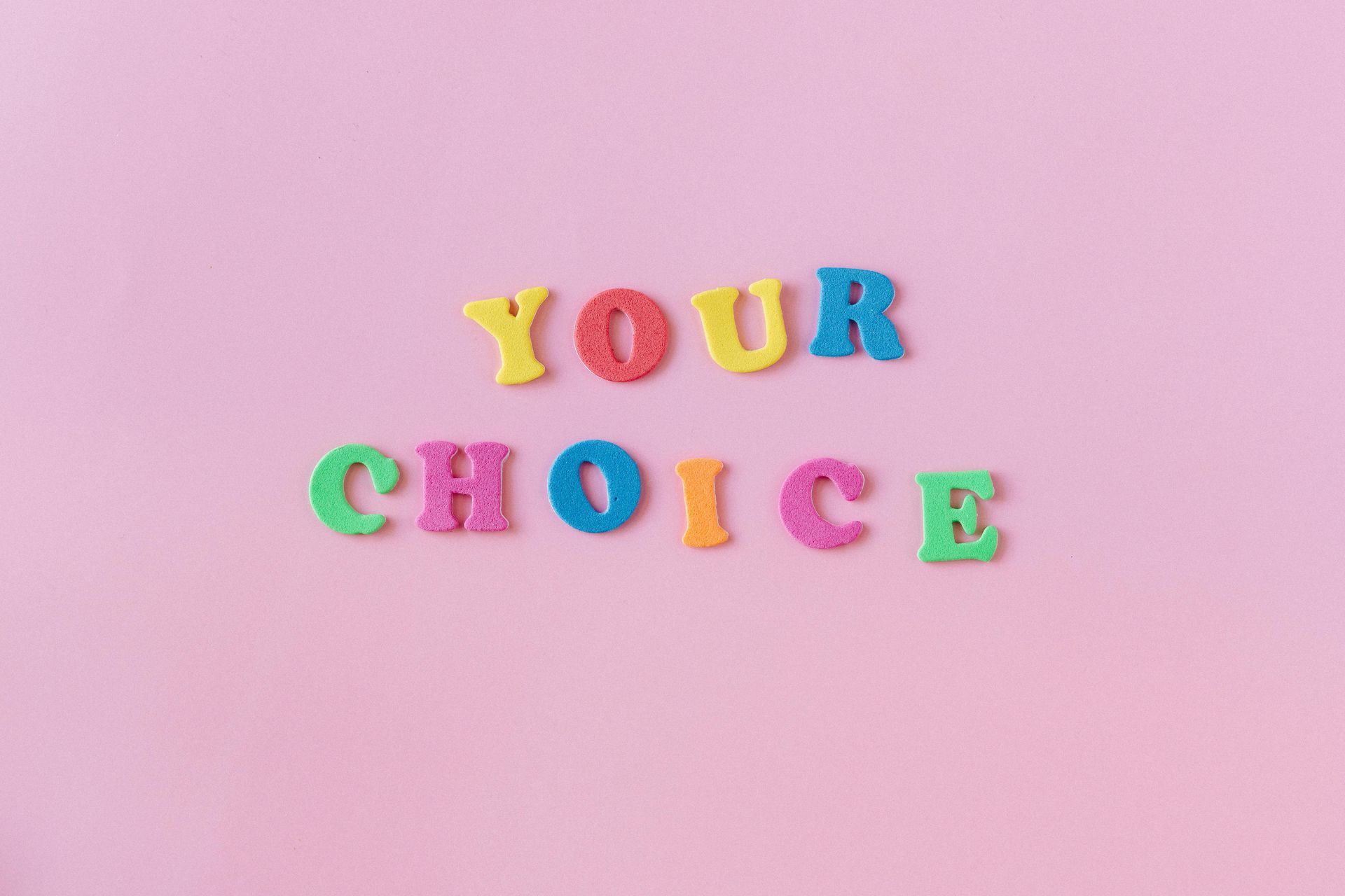 Colorful foam letters spelling 