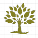 Albero verde oliva con molte foglie, a forma di logo decorativo su sfondo a griglia bianca.