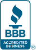 BBB Accredited Business logo: blue flame over 