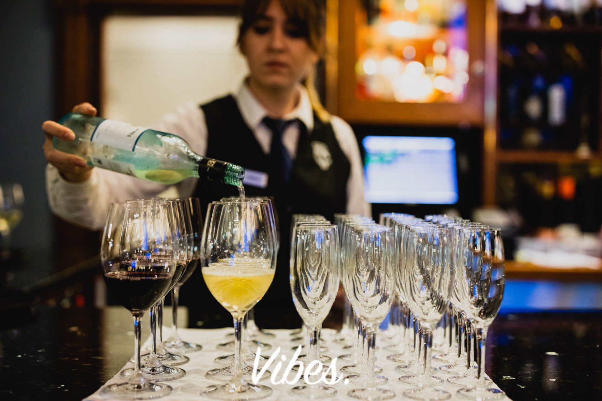 Beverages being served at wedding event