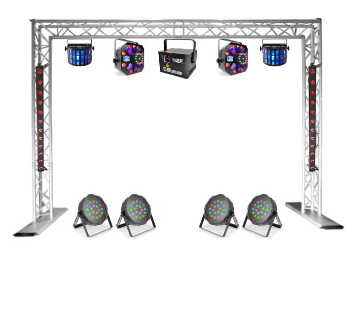 Lighting truss package with party and stage lights available for hire in Sydney